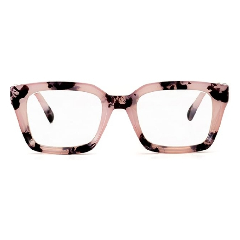 Non Prescription Thick Square Frame Clear Lens Eyeglasses Pink Tortoise